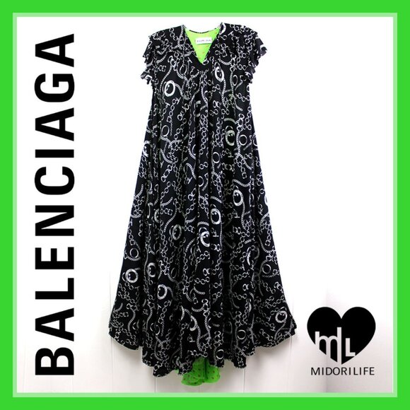 BALENCIAGA + Net-A-Porter Exclusive Capsule Collection Printed Silk Midi Dress - Picture 1 of 12